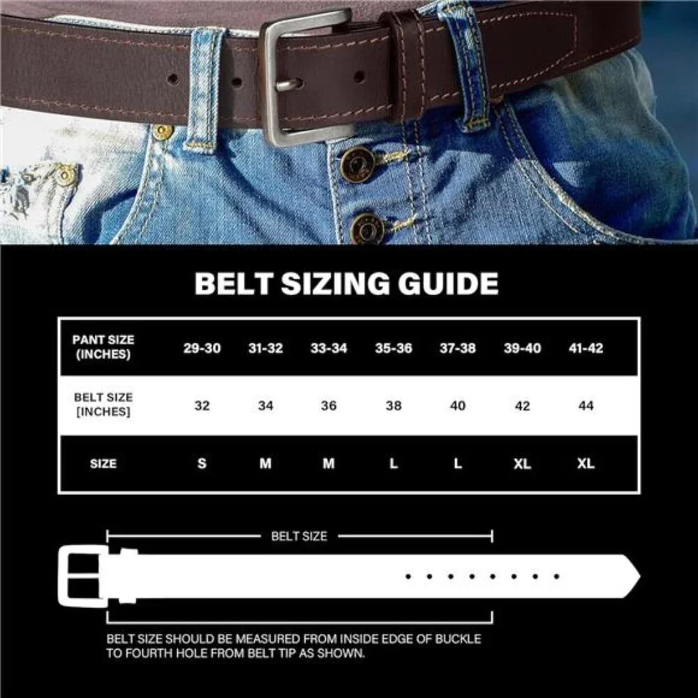Mens Leather Belt Brown Casual Dress Jeans Rugged Classic Everyday Style